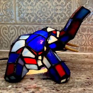 Stained Glass Tiffany Style Elephant Lamp